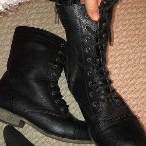 Black combat boots